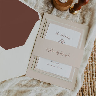 Minimalistische Rustikale Hochzeit Neutral und b Einladungsbanderole