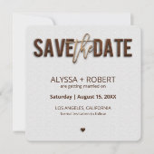 Minimalistische rustikale Holzkarte Save the Date (Vorderseite)