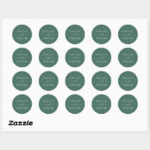 Minimalistische rustikale Hunter Green Wedding Env Runder Aufkleber (Blatt)
