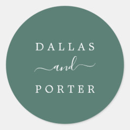 Minimalistische rustikale Hunter Green Wedding Env Runder Aufkleber