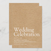 Minimalistische Rustikale Kraft-Hochzeitdefinition Einladung (Vorne/Hinten)