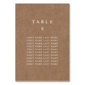 Minimalistische rustikale Kraft-Tischnummer mit Na Tischnummer (Vorderseite)