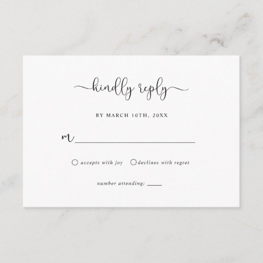 Minimalistische Rustikale RSVP-Karte Begleitkarte (Vorderseite)