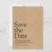 Minimalistische rustikale Save the Date Definition (Vorderseite)