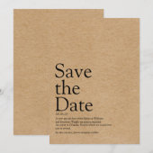 Minimalistische rustikale Save the Date Definition Einladung (Vorne/Hinten)