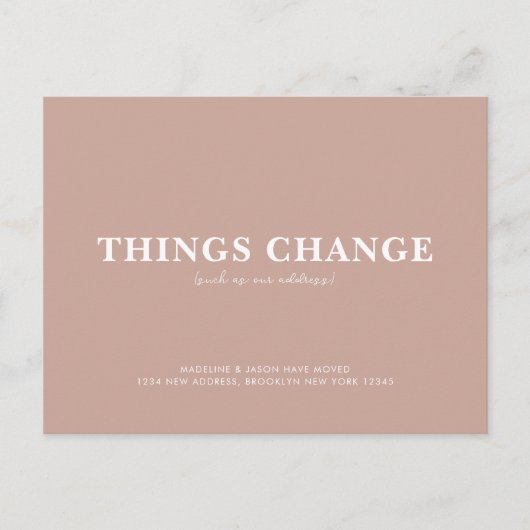 Minimalistische rustikale Schlichte Dinge ändern s Ankündigungspostkarte (Vorderseite)