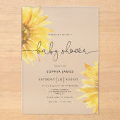 Minimalistische rustikale Sonnenblumendusche Acryleinladungen (Vorderseite)