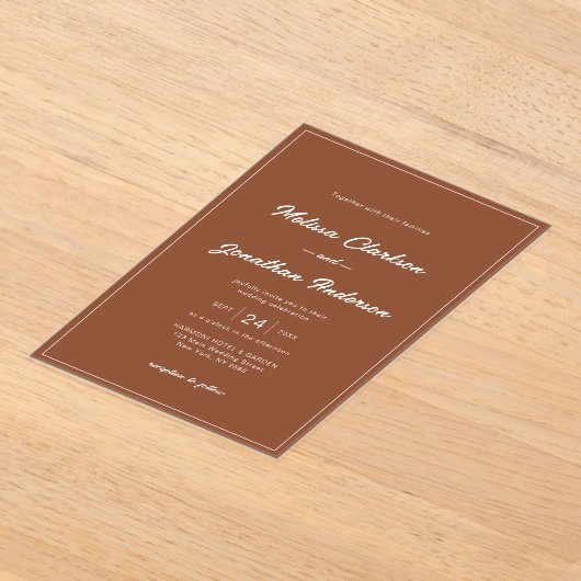 Minimalistische rustikale Terracotta Acryleinladungen (Ablage )