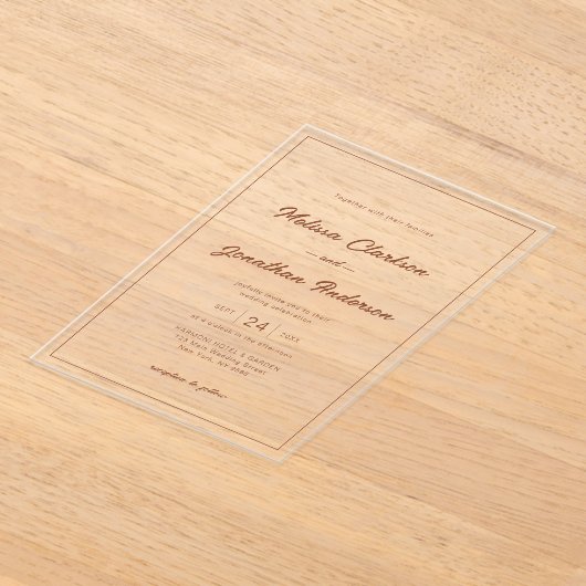 Minimalistische Rustikale Terracotta-Script-Border Acryleinladungen (Ablage )