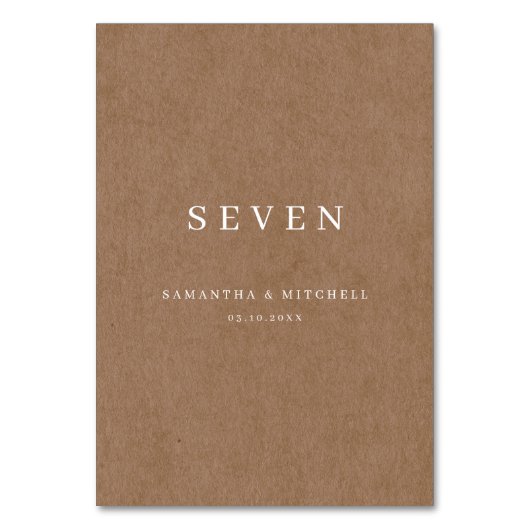 Minimalistische rustikale Tischnummer (Rückseite)