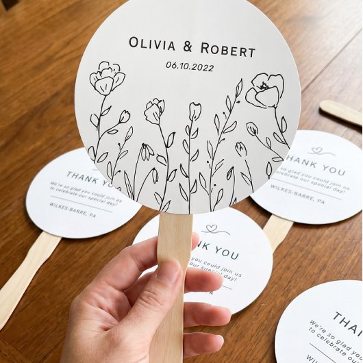 Minimalistische rustikale Wildblume Hochzeitshands Fächer