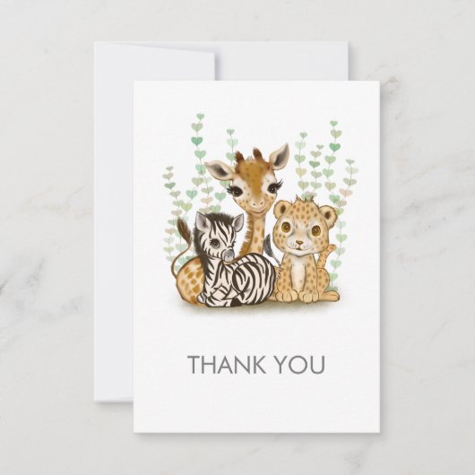 Minimalistische Safari Flat Dankeschön Karte (Vorderseite)