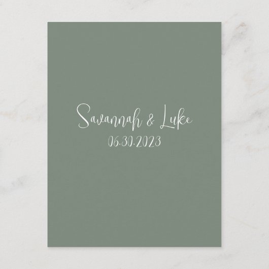 Minimalistische Sage Green Encryption Card Begleitkarte (Rückseite)