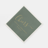 Minimalistische Sage Green Gold Custom Wedding Serviette (Ecke)