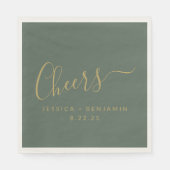 Minimalistische Sage Green Gold Custom Wedding Serviette (Vorderseite)