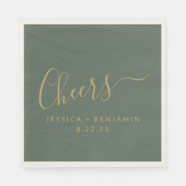 Minimalistische Sage Green Gold Custom Wedding Serviette