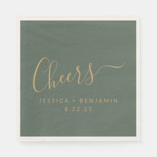 Minimalistische Sage Green Gold Custom Wedding Serviette (Vorderseite)
