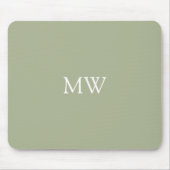 Minimalistische Sage Green Monogram Initials Mousepad (Vorne)