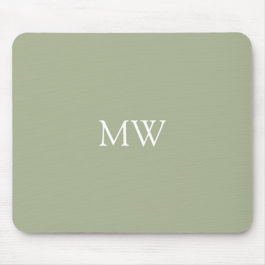 Minimalistische Sage Green Monogram Initials Mousepad (Vorne)