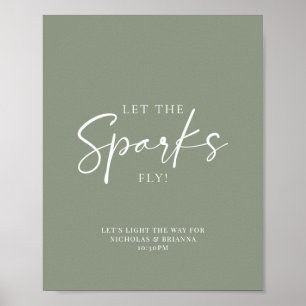 Minimalistische Sage Green Wedding Sparkler Absend Poster