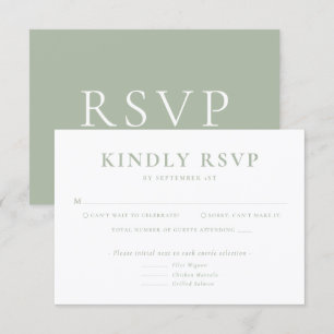 Minimalistische Sage-Grün Hochzeits-RSVP-Karte RSVP Karte