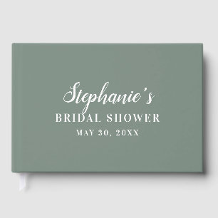 Minimalistische Sage-Grün und Weiß-Brautjunggesell Gästebuch