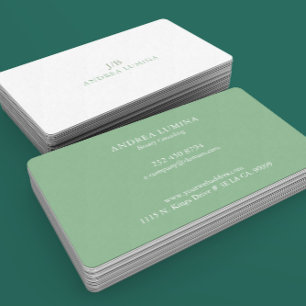 Minimalistische Sage-Grün-Weiße umkehrbare Farben Visitenkarte