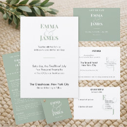 Minimalistische Sage Small 2 RSVP-Karte | QR-Code RSVP Karte