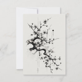 Minimalistische Sakura-Tintenblüte Dankeskarte