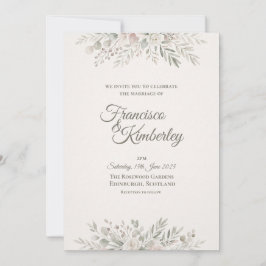 Minimalistische Salbei-Blüten-Hochzeitseinladung Einladung