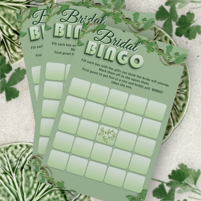 Minimalistische Salbei-Grün-Brautabschied-Bingo-Sp (Von Creator hochgeladen)