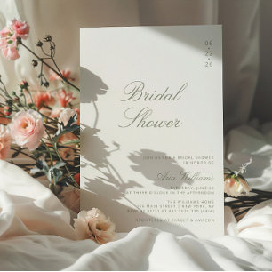 Minimalistische Salbei-Grüne Kalligrafie-Braut-Par Einladung