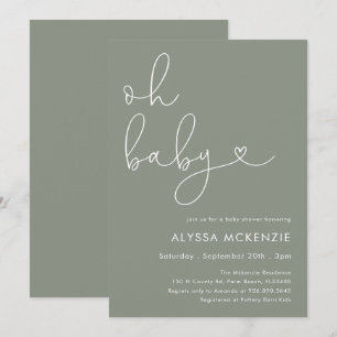 Minimalistische Salbei-Moderne-Baby-Shower-Einladu Einladung