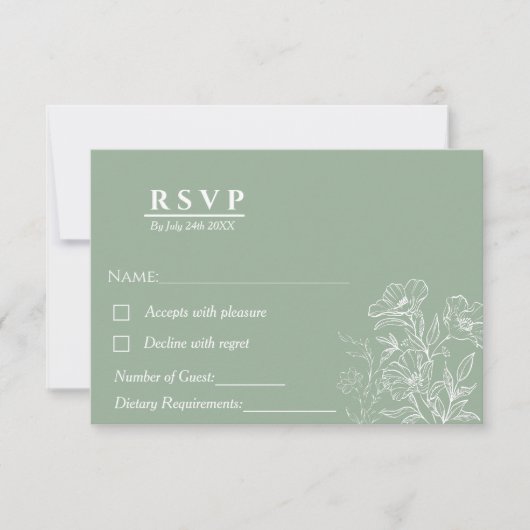 Minimalistische Salbei- und Smaragdgrüne UAWG RSVP Karte (Vorderseite)