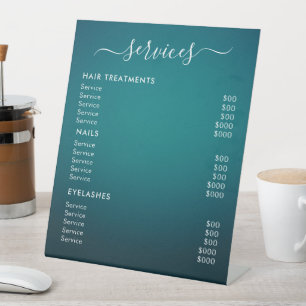 Minimalistische Salon-Dienstleistungen Preisliste Sockelschild