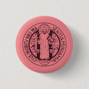 Minimalistische Sankt-Benedikt-Medaillen-Symbolkun Button