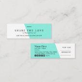 Minimalistische saubere helle aquamarine mini visitenkarte (Vorne/Hinten)