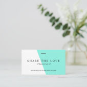 Minimalistische saubere helle aquamarine visitenkarte (Stehend Vorderseite)