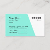 Minimalistische saubere helle aquamarine visitenkarte (Rückseite)