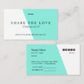 Minimalistische saubere helle aquamarine visitenkarte (Vorne/Hinten)