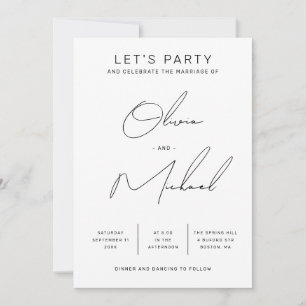 Minimalistische saubere Typografie Skript Hochzeit Einladung