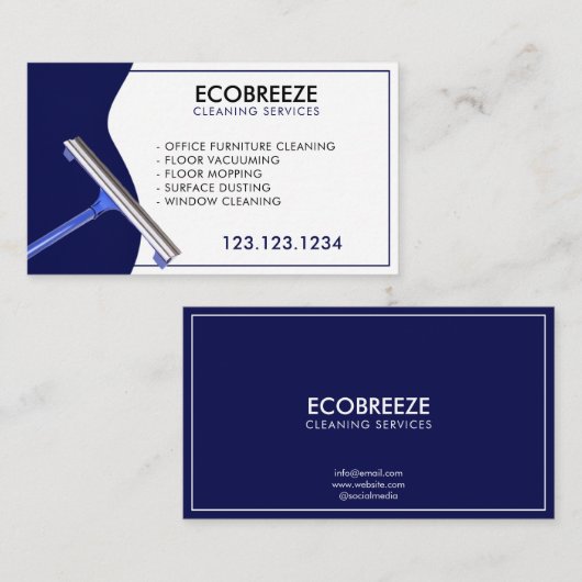 Minimalistische Säuberung von Navy-Akzenten-Büros Visitenkarte (Vorne/Hinten)