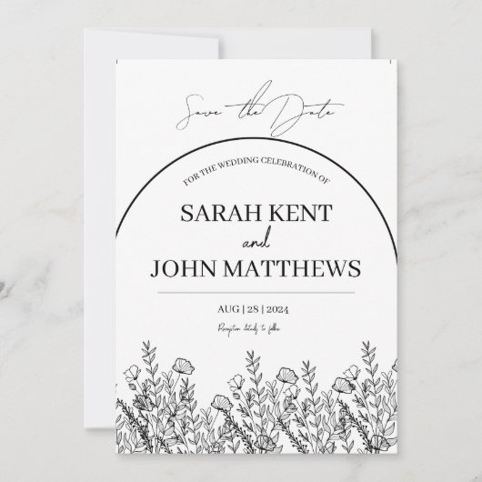 Minimalistische Save the Date Einladung (Vorderseite)