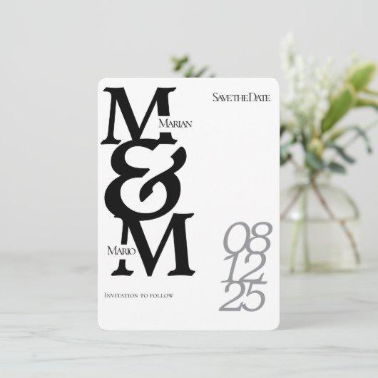 Minimalistische Save the Date Einladung (Stehend Vorderseite)