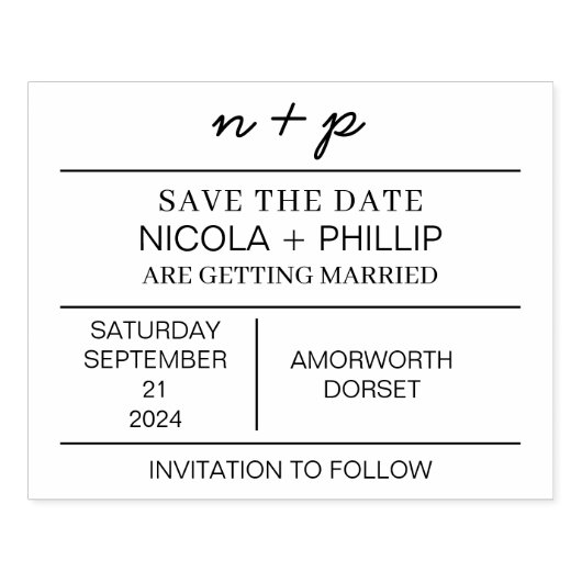 Minimalistische Save the Date Hochzeits-Briefmarke Gummistempel (Prägung)