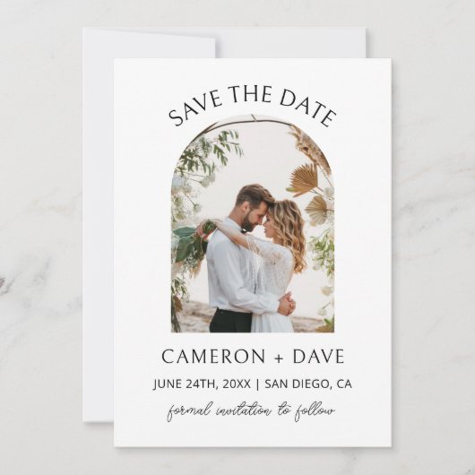 Minimalistische Save the Date Hochzeitspartei Einladung (Vorderseite)
