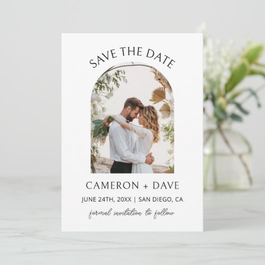 Minimalistische Save the Date Hochzeitspartei Einladung (Stehend Vorderseite)