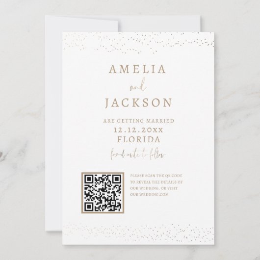 Minimalistische Save the Date Imitate Gold und Fot (Rückseite)