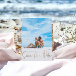 Minimalistische Save the Date Imitate Gold und Fot