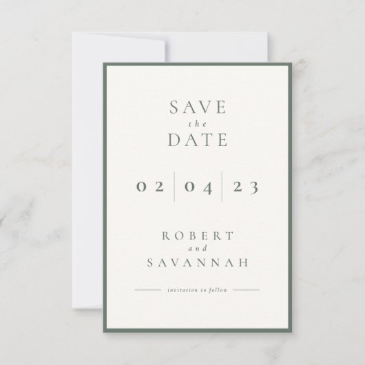 Minimalistische Save the Date Karte anzeigen (Vorderseite)